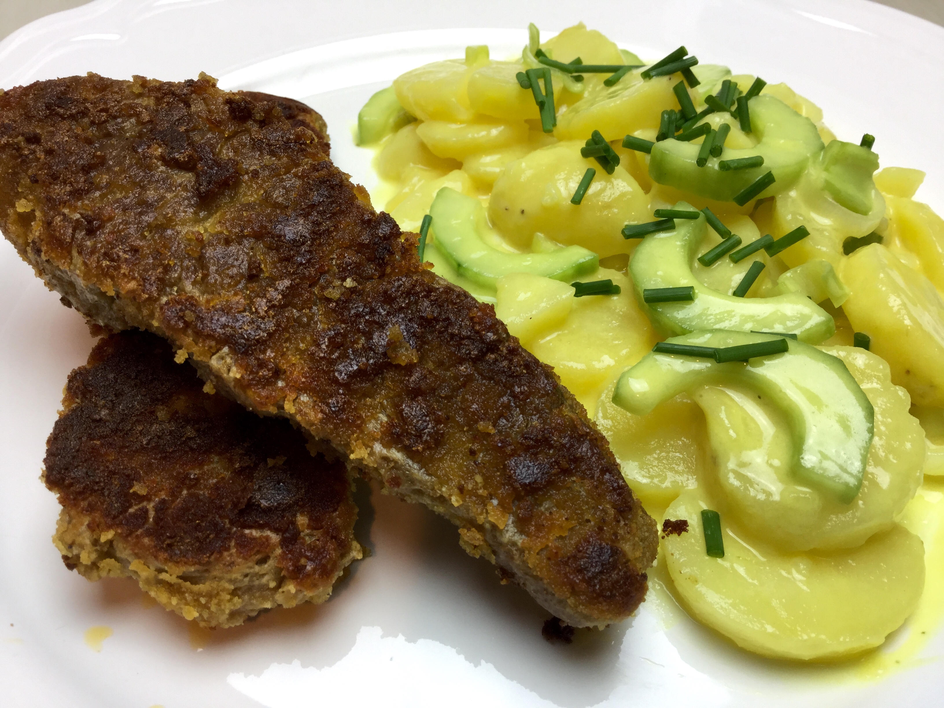 Rezept Kartoffelsalat mit Veggie Schnitzel