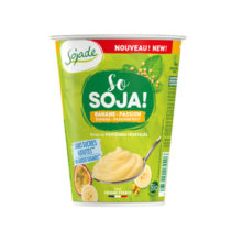 Sojade Vegane Alternative zu Joghurt Banane Passionsfrucht ohne Zucker 400g