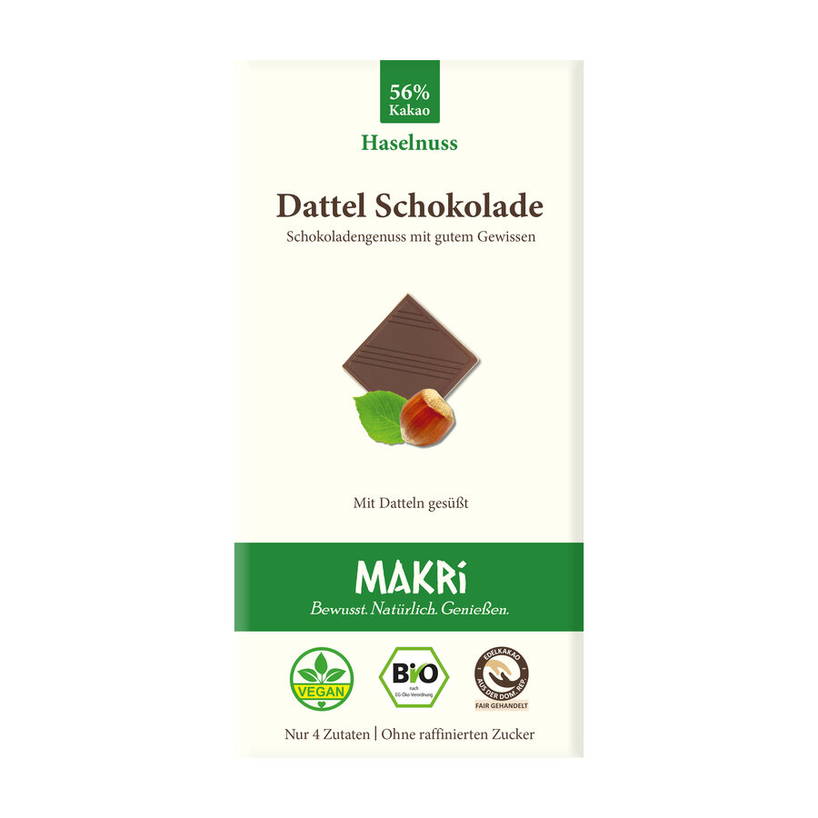 Makri Bio Dattel Schokolade Haselnuss 56% 85g