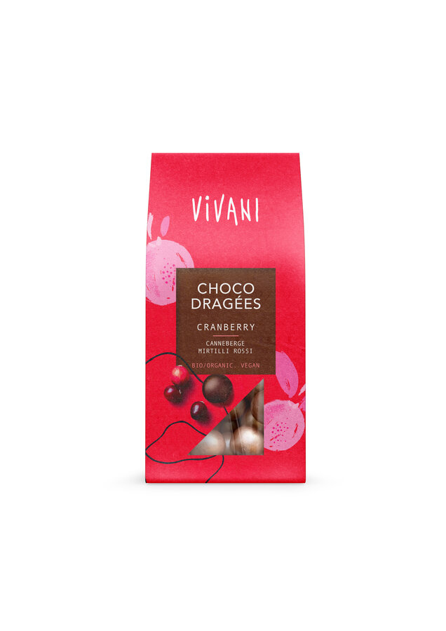 Vivani Choco Dragées Cranberry 75g