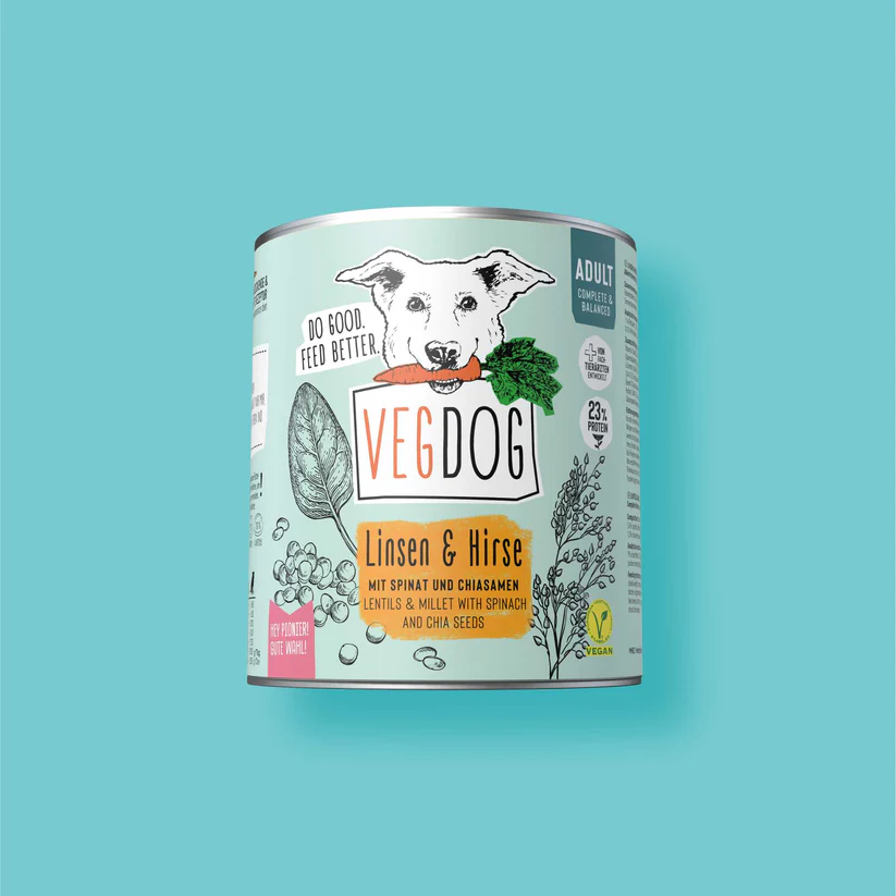 VegDog Nassfutter Adult Linsen & Hirse 400g