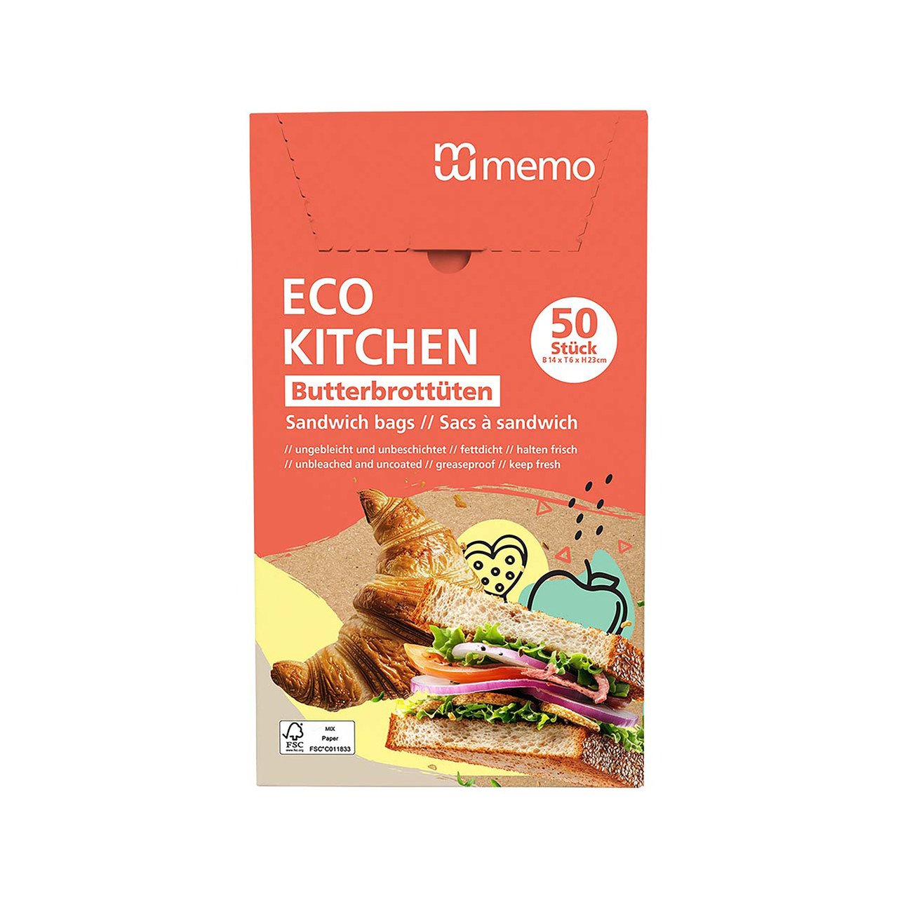 Memo Eco Kitchen Sandwichbeutel 50 Stück